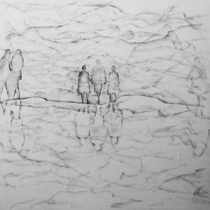 Crowd Series no7 - Charcoal on board